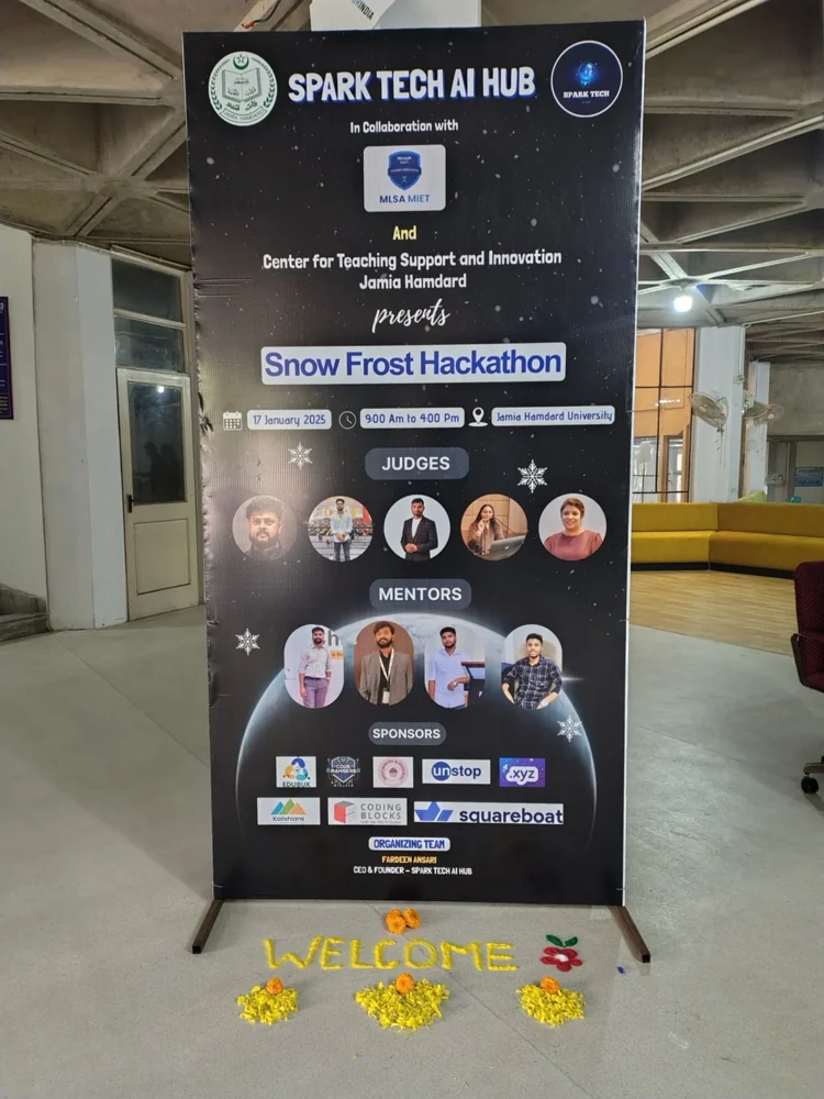 Snow Frost Hackathon event display at Jamia Hamdard