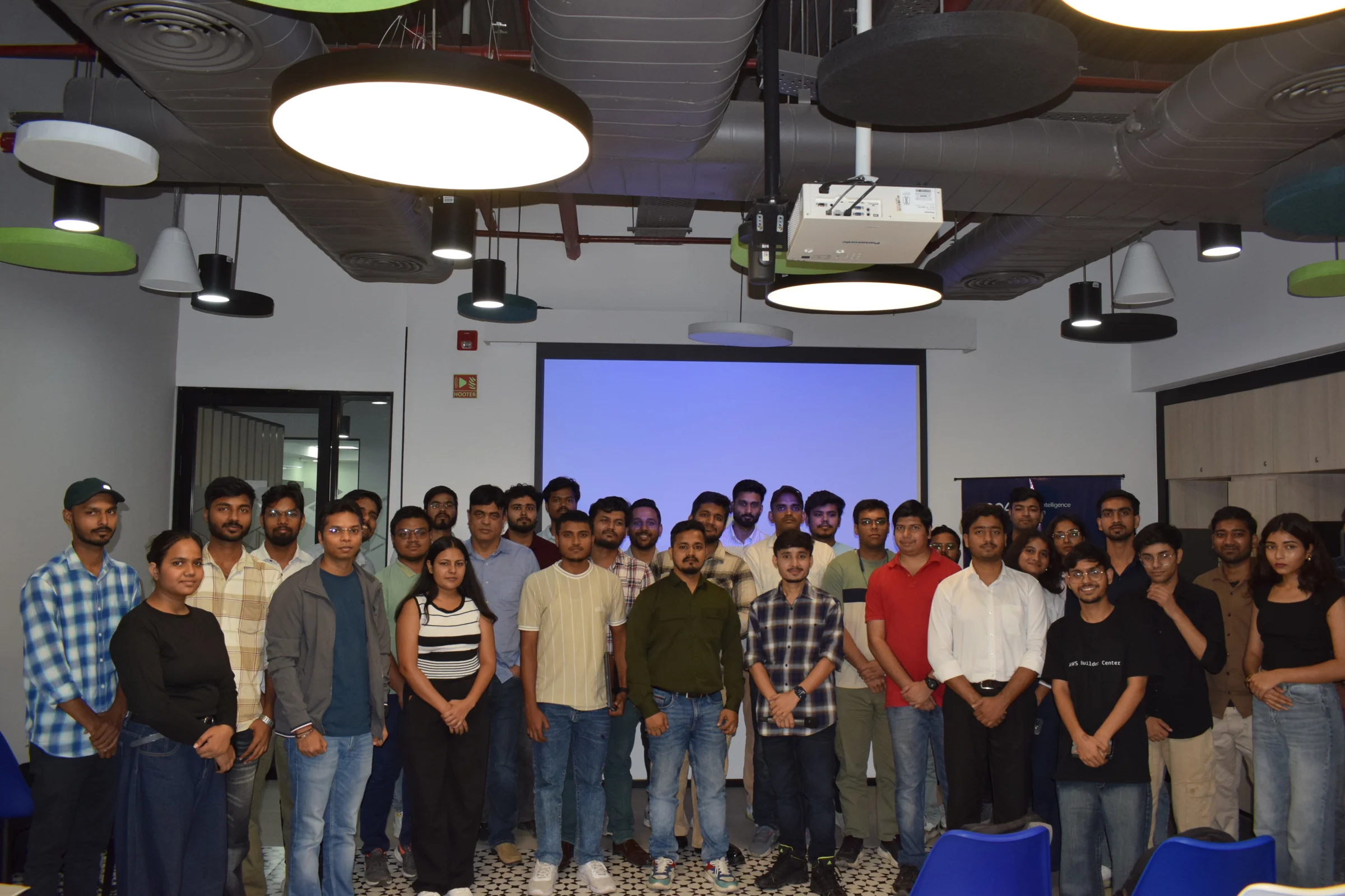 Community members gathered for a group photo at an event